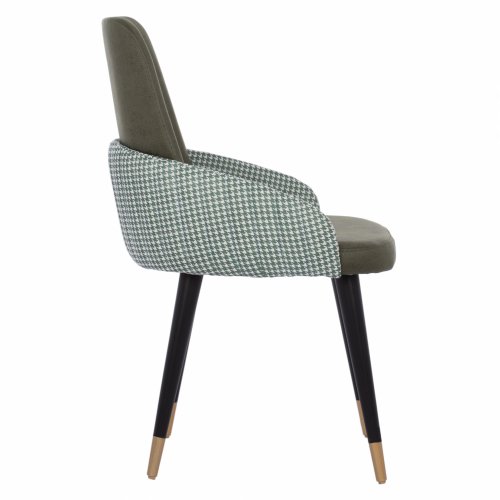 CHAIR MARIPOSA MADE OF GREEN NUBUK FABRIC WITH WOODEN FEET 57x59x90 cm
