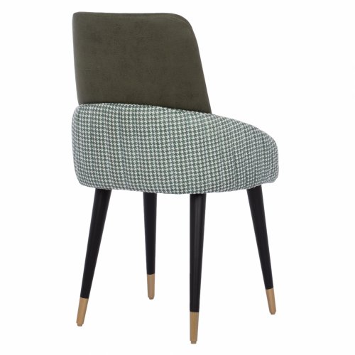 CHAIR MARIPOSA MADE OF GREEN NUBUK FABRIC WITH WOODEN FEET 57x59x90 cm