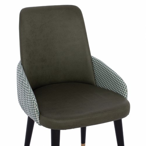 CHAIR MARIPOSA MADE OF GREEN NUBUK FABRIC WITH WOODEN FEET 57x59x90 cm