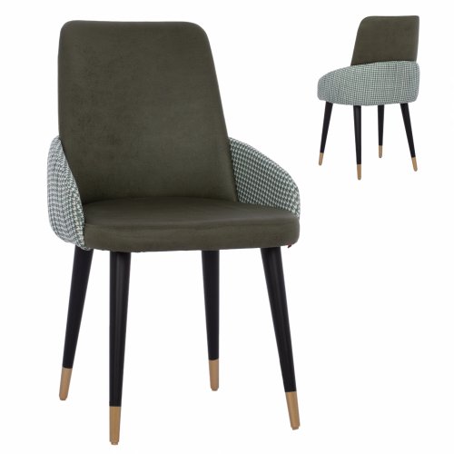 CHAIR MARIPOSA MADE OF GREEN NUBUK FABRIC WITH WOODEN FEET 57x59x90 cm