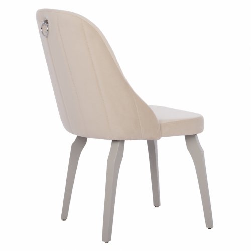 CHAIR ESPERANZA MADE OF VELVET ECRU WITH WOODEN LEGS 50x66x90 cm
