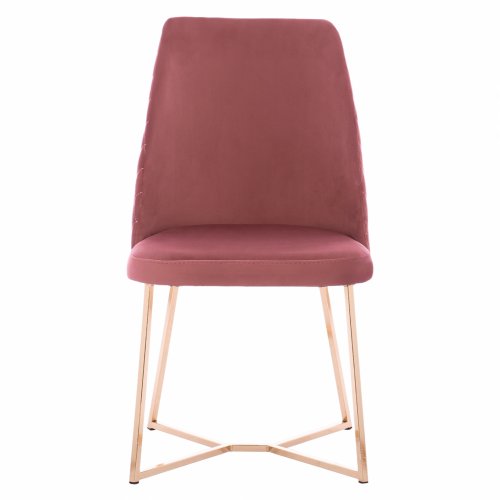 STUHL "ROSALIND" AUS ROSE SAMT MIT METALLGESTELL GOLD 49x62x93 cm