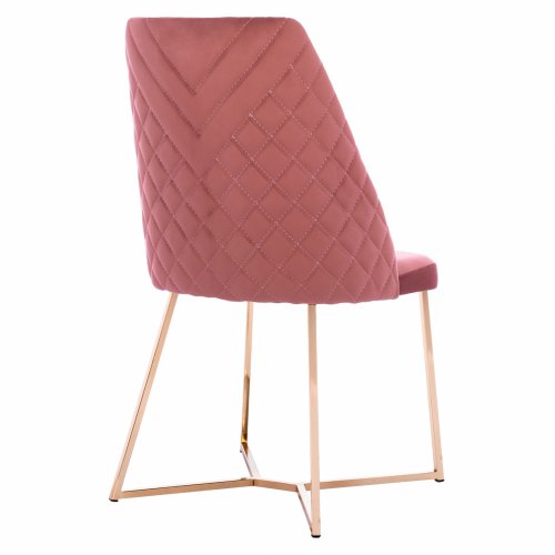 STUHL "ROSALIND" AUS ROSE SAMT MIT METALLGESTELL GOLD 49x62x93 cm