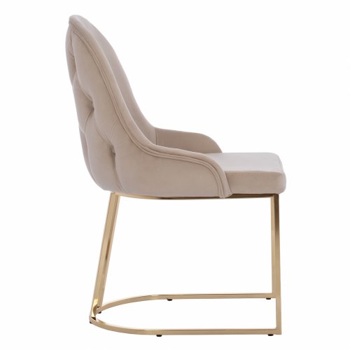 CHAIR LILIANA MADE OF ECRU VELVET WITH METAL GOLD BASE 55x64x90 cm