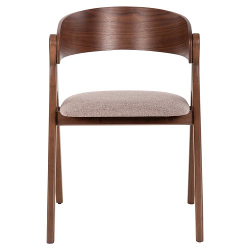 ESSZIMMERSTUHL GUMMIHOLZ IN WALNUSSFARBE-BEIGE STOFFSITZ 56x55x78Hcm