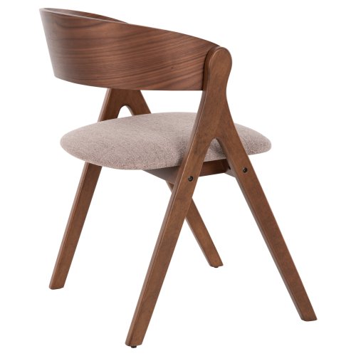 ESSZIMMERSTUHL GUMMIHOLZ IN WALNUSSFARBE-BEIGE STOFFSITZ 56x55x78Hcm