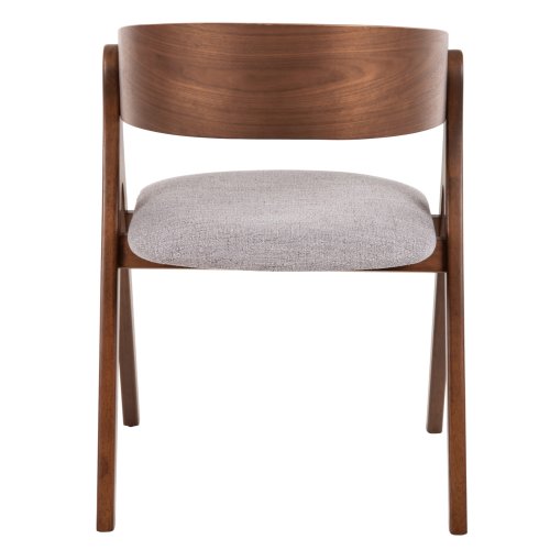 ESSZIMMERSTUHL GUMMIHOLZ IN WALNUSSFARBE-BEIGE STOFFSITZ 56x55x78Hcm