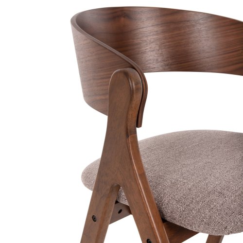 ESSZIMMERSTUHL GUMMIHOLZ IN WALNUSSFARBE-BEIGE STOFFSITZ 56x55x78Hcm