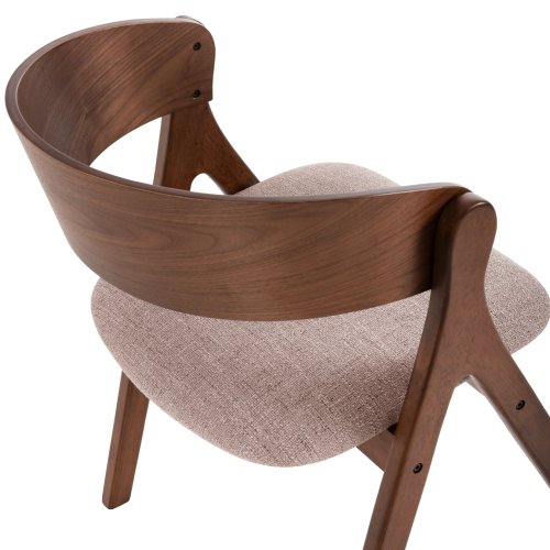 ESSZIMMERSTUHL GUMMIHOLZ IN WALNUSSFARBE-BEIGE STOFFSITZ 56x55x78Hcm