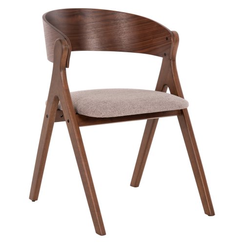 ESSZIMMERSTUHL GUMMIHOLZ IN WALNUSSFARBE-BEIGE STOFFSITZ 56x55x78Hcm