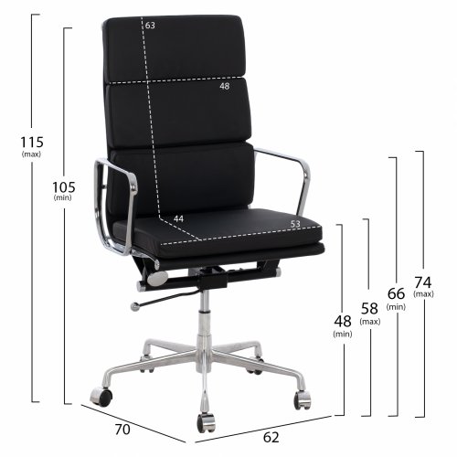 Bürostuhl Superior aus Aluminiumgestell in schwarz 62x70x115 cm