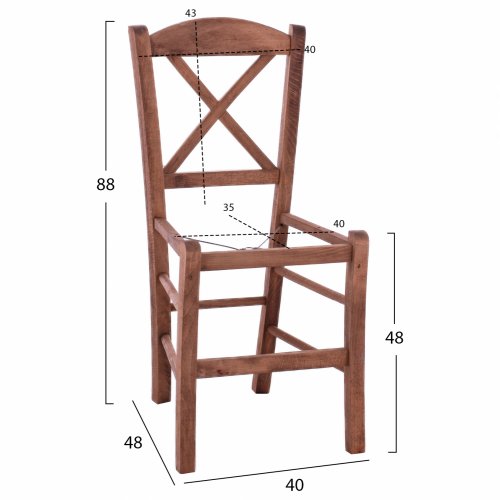 TAVERNENHOCKER AUS NUSSBAUM  SKELETT    40x48x88 cm