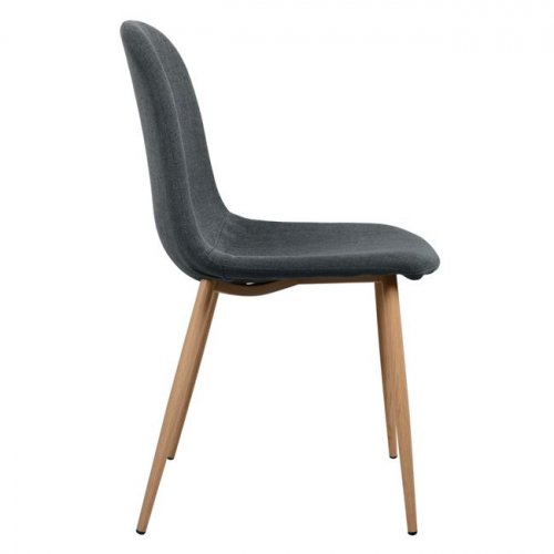 Stuhl "Leonardo" mit grauem Stoff und Metallfüßen