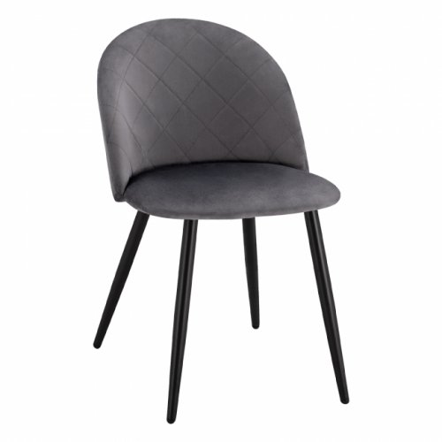 Stuhl "Oded" mit Metallbeinen aus grauem Samt 49x57x79cm