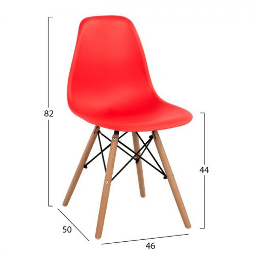 Stuhl mit Holzbeinen und Sitz Twist in rot