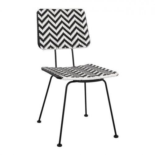 Allegra Metallstuhl mit Wicker schwarz/weiß 46x56x88Y cm
