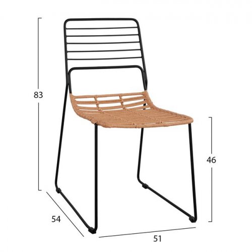 ΚΑΡΕΚΛΑ ΜΕΤΑΛΛΙΚΗ ALLEGRA ΜΕ WICKER ΜΠΕΖ 51x54x83Υ εκ.