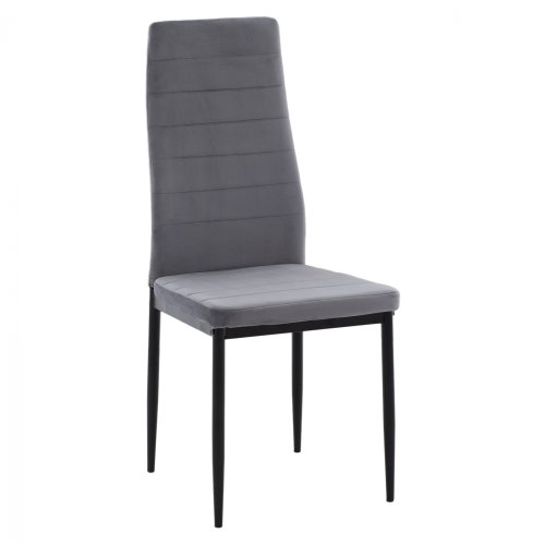 Metallstuhl "Lady" aus grauen Samt mit Metallrahmen