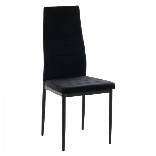 Metallstuhl "Lady" aus schwarzem Samt mit Metallrahmen
