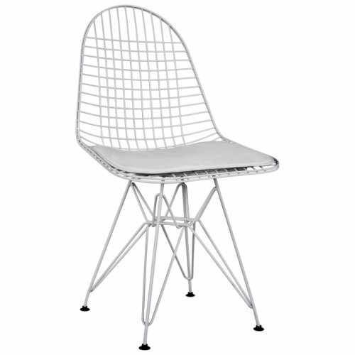 "SARA" Designerstuhl aus Metall weiß mit Kissen