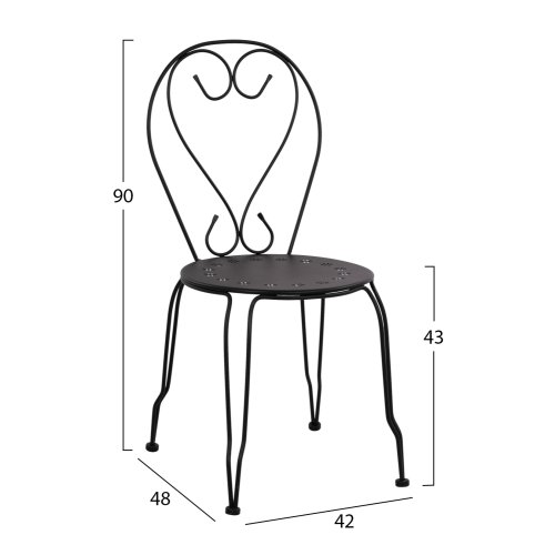 Outdoor-Stuhl aus Metall mit Verzierung in Anthrazit