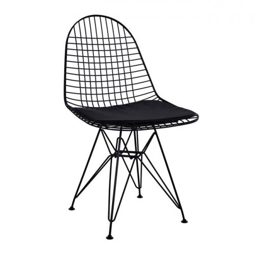 "SARA" Designerstuhl aus Metall schwarz mit Kissen