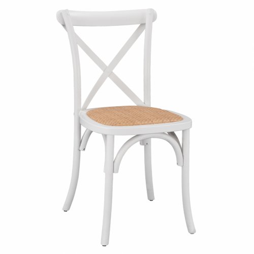Wooden chair Owen Stackable from beech wood in white color with crossed back 48x53x90 cm