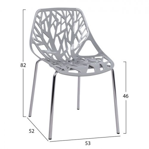"ELSA" Design Stuhl mit grauem Sitz und Metallbeinen