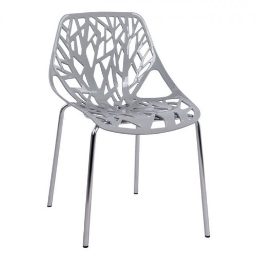 "ELSA" Design Stuhl mit grauem Sitz und Metallbeinen