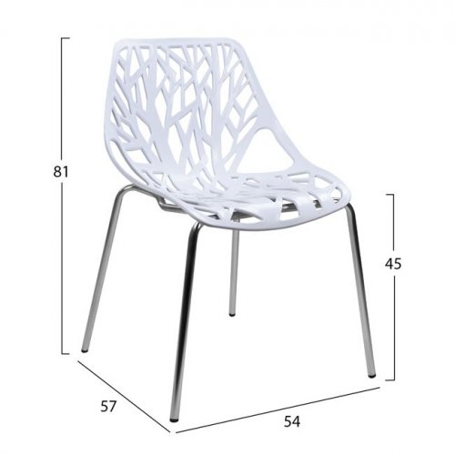 "ELSA" Design Stuhl mit weißem Sitz und Metallbeinen