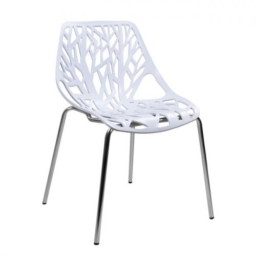 "ELSA" Design Stuhl mit weißem Sitz und Metallbeinen