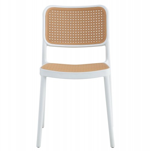 STUHL AUS POLYPROPYLEN WEIß MIT BEIGEM GEFLECHT 41x49x102 cm - Nächstes Erscheinungsdatum: 01.08.2024