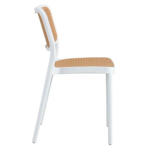 STUHL AUS POLYPROPYLEN WEIß MIT BEIGEM GEFLECHT 41x49x102 cm - Nächstes Erscheinungsdatum: 01.08.2024