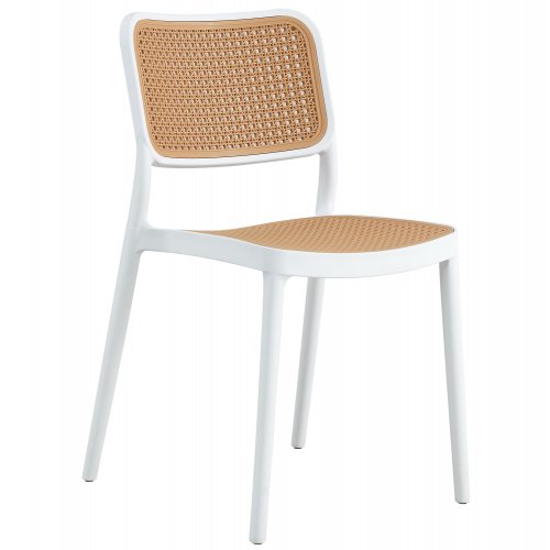 STUHL AUS POLYPROPYLEN WEIß MIT BEIGEM GEFLECHT 41x49x102 cm - Nächstes Erscheinungsdatum: 01.08.2024