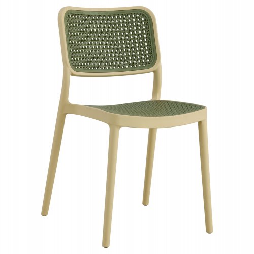STUHL AUS POLYPROPYLEN IN BEIGE UND GRÜNEM GEFLECHT 41x49x102 cm - Nächstes Erscheinungsdatum: 01.08.2024