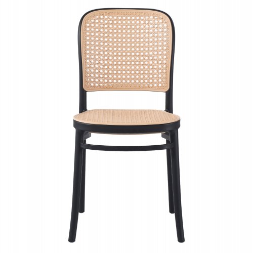 CHAIR POLYPROPYLENE BLACK WITH BEIGE SEAT AND BACKREST 41x49x102cm