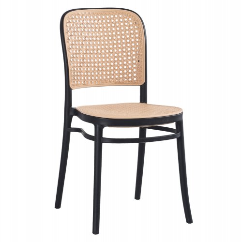 CHAIR POLYPROPYLENE BLACK WITH BEIGE SEAT AND BACKREST 41x49x102cm