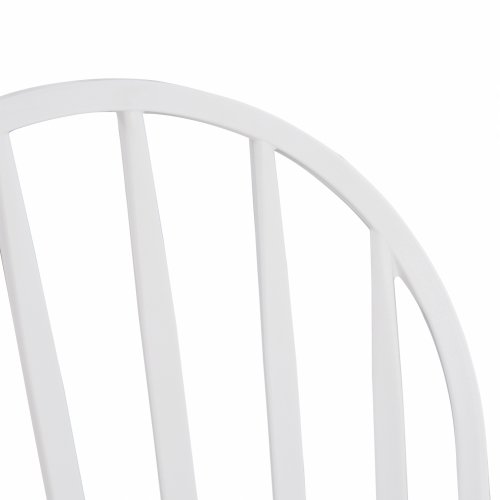 Modern Dining Chair with metal legs in natural wood finish, in white