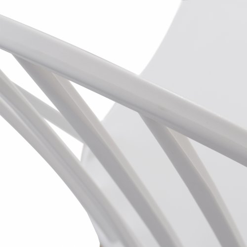 Modern Dining Chair with metal legs in natural wood finish, in white