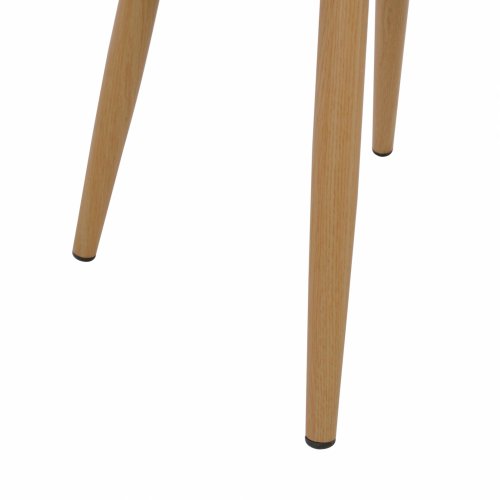 Moderner Esszimmerstuhl mit Metallbeinen aus Naturholzoberfläche, in Schwarz