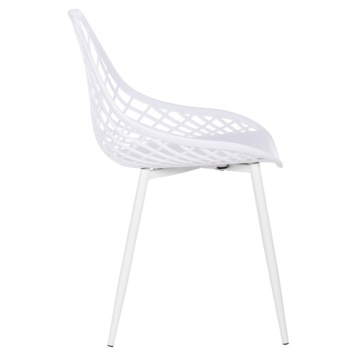 STUHL POLYPROPYLEN IN WEISSER FARBE MIT WEISSEN METALLBEINEN 52x53x82Hcm