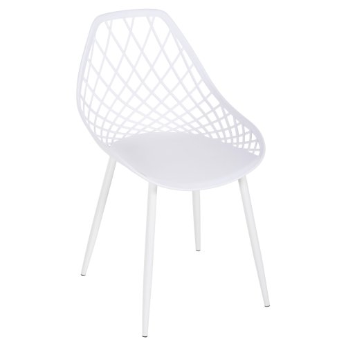STUHL POLYPROPYLEN IN WEISSER FARBE MIT WEISSEN METALLBEINEN 52x53x82Hcm