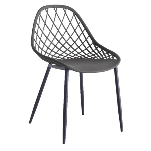 STUHL POLYPROPYLEN IN GRAUER FARBE MIT SCHWARZEN METALLBEINEN 52x53x82 cm
