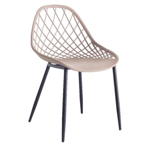 STUHL POLYPROPYLEN IN CAPPUCCINO MIT SCHWARZEN METALLBEINEN 52x53x82 cm
