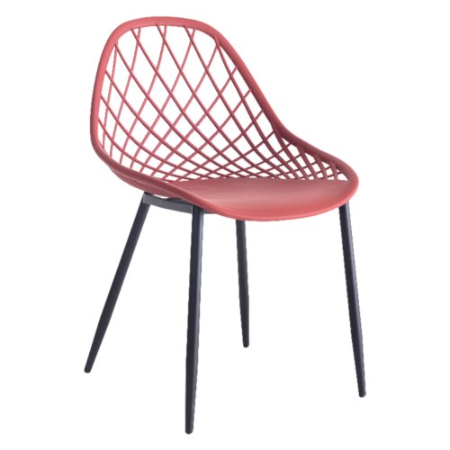 STUHL POLYPROPYLEN IN ROT MIT SCHWARZEN METALLBEINEN 52x53x82 cm