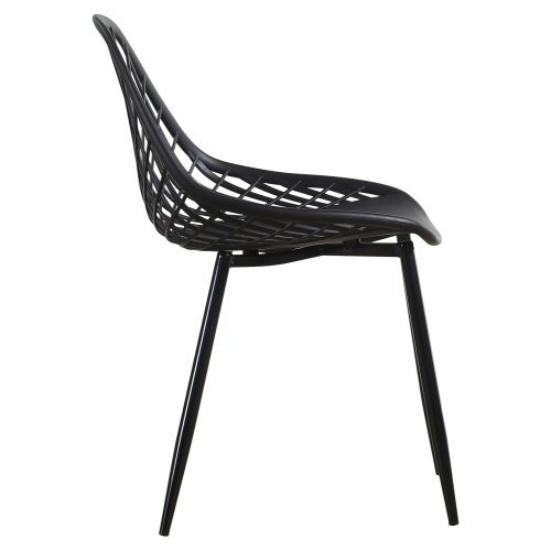 STUHL POLYPROPYLEN IN SCHWARZ MIT SCHWARZEN METALLBEINEN 52x53x82 cm