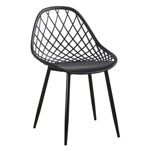 STUHL POLYPROPYLEN IN SCHWARZ MIT SCHWARZEN METALLBEINEN 52x53x82 cm