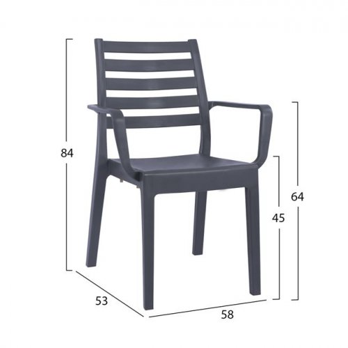 Stapelbarer Stuhl "JARDIN" aus Polypropylen in Anthrazit