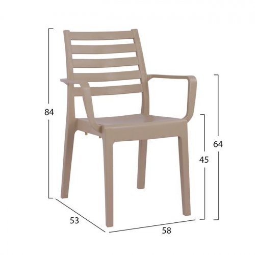 Stackable chair "JARDIN" made of polypropylene in cappuccino colors