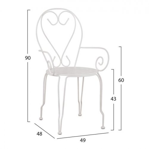 Outdoor Metallsessel Amore in weiß 49x48x90 cm